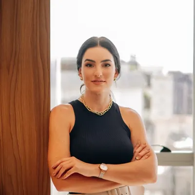 Meera T. in her tuxedo suit