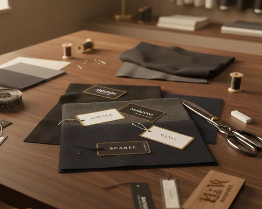 Italian fabric swatches used for advocate line tailoring