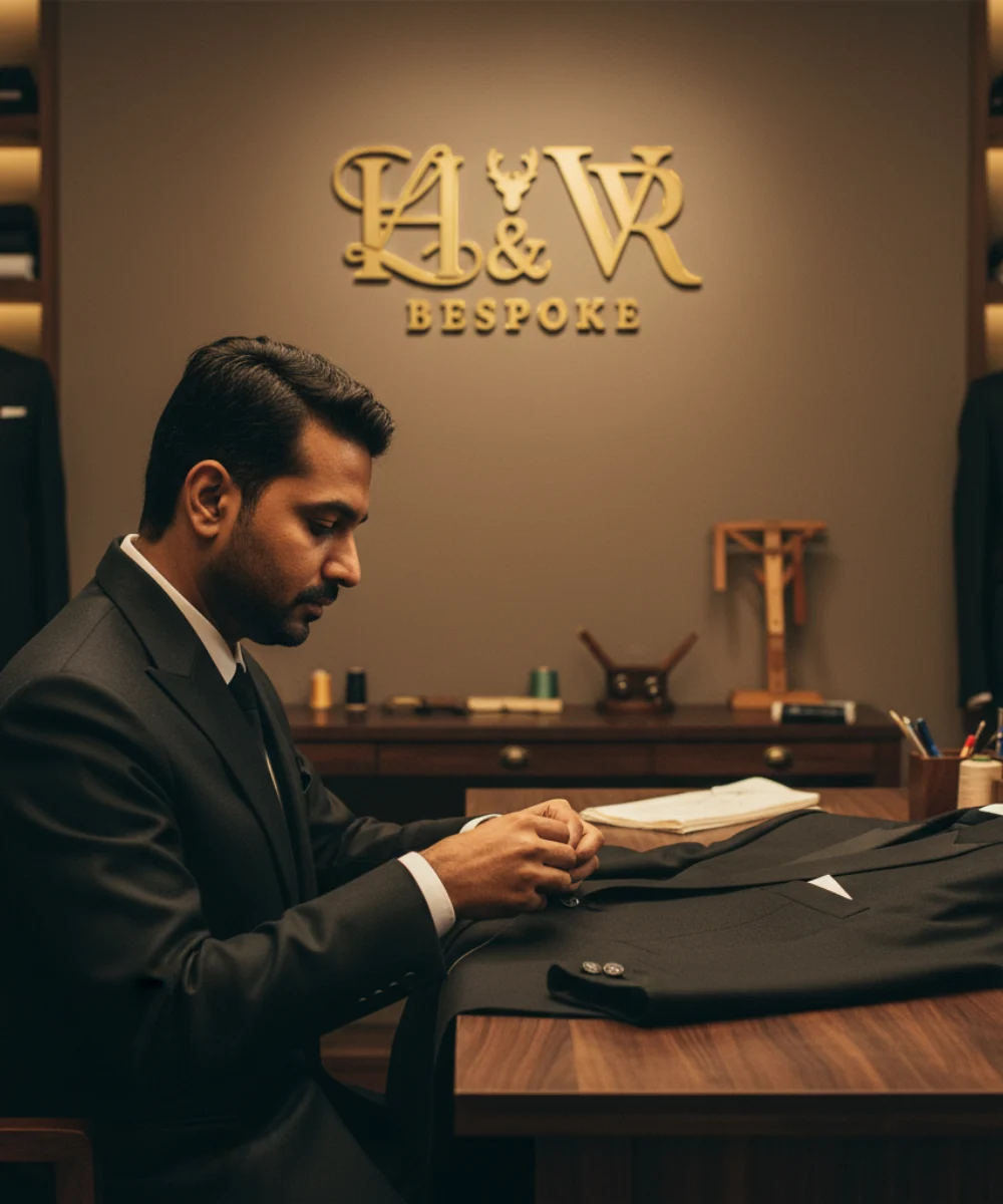 Tailor working on bespoke advocate coat at LHVR BESPOKE