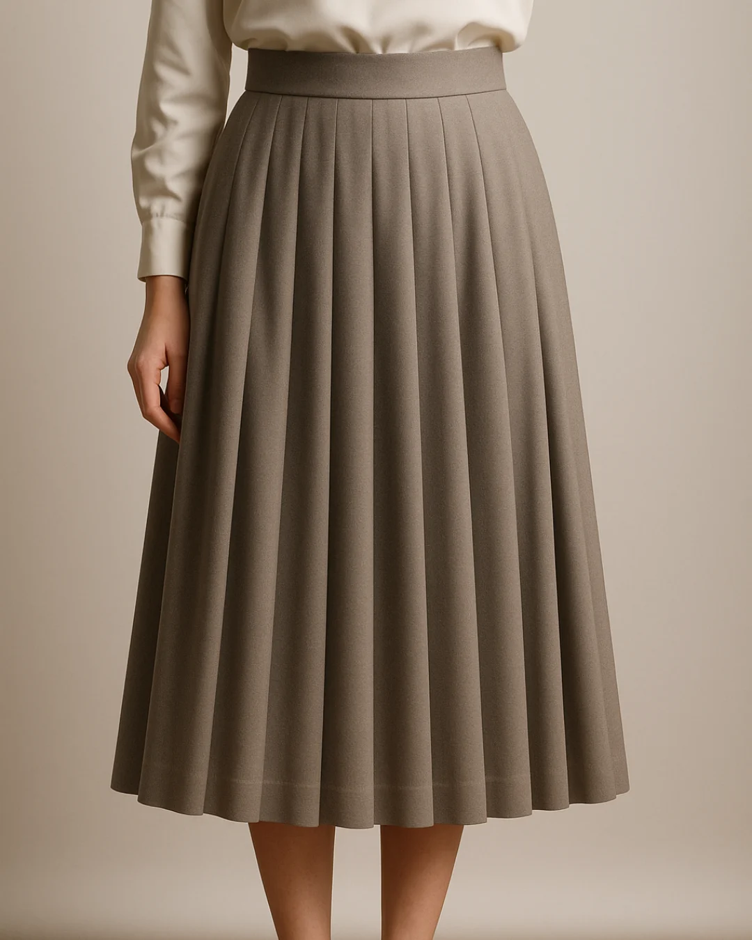 Pleated Mid-Length Skirt